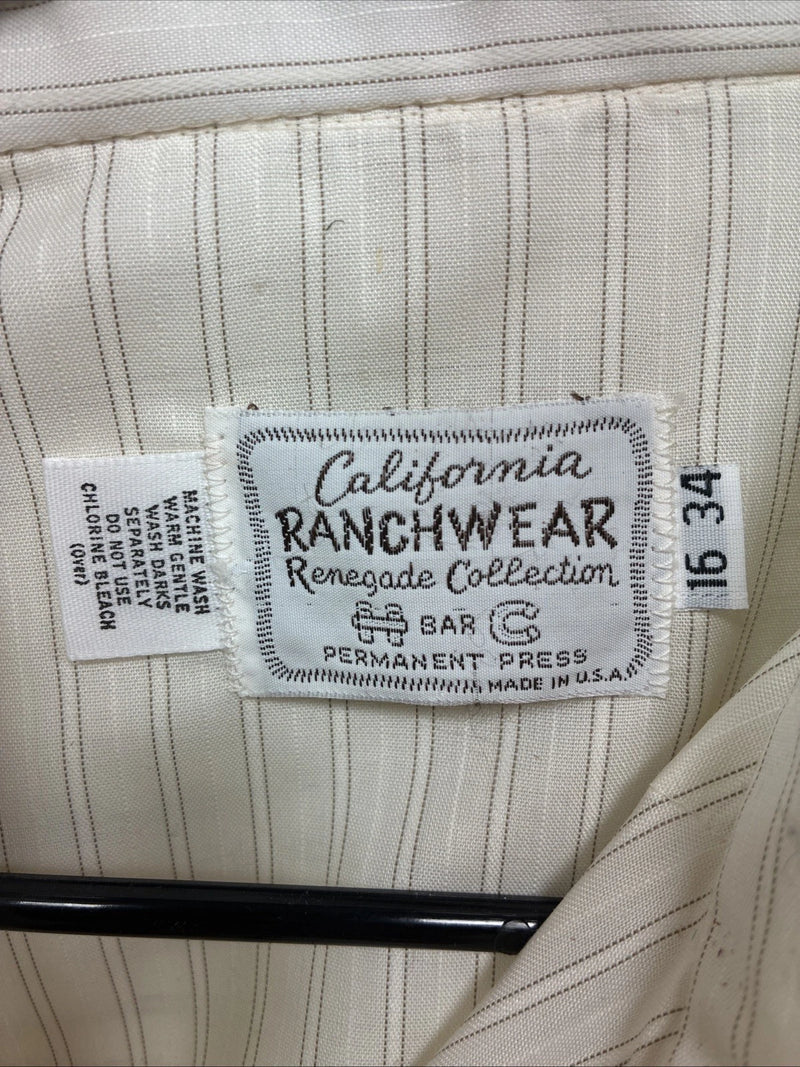 New Men’s California RanchWear  Yellow Strip Long Sleeve Pearl Snap Large M-58