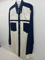 New Men’s Cowboy Threads White Blue Long Sleeve Button Up Large J-53