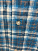 New Men’s ELY Cattleman Blue Plaid Long Sleeve Pearl Snap Large Q-34
