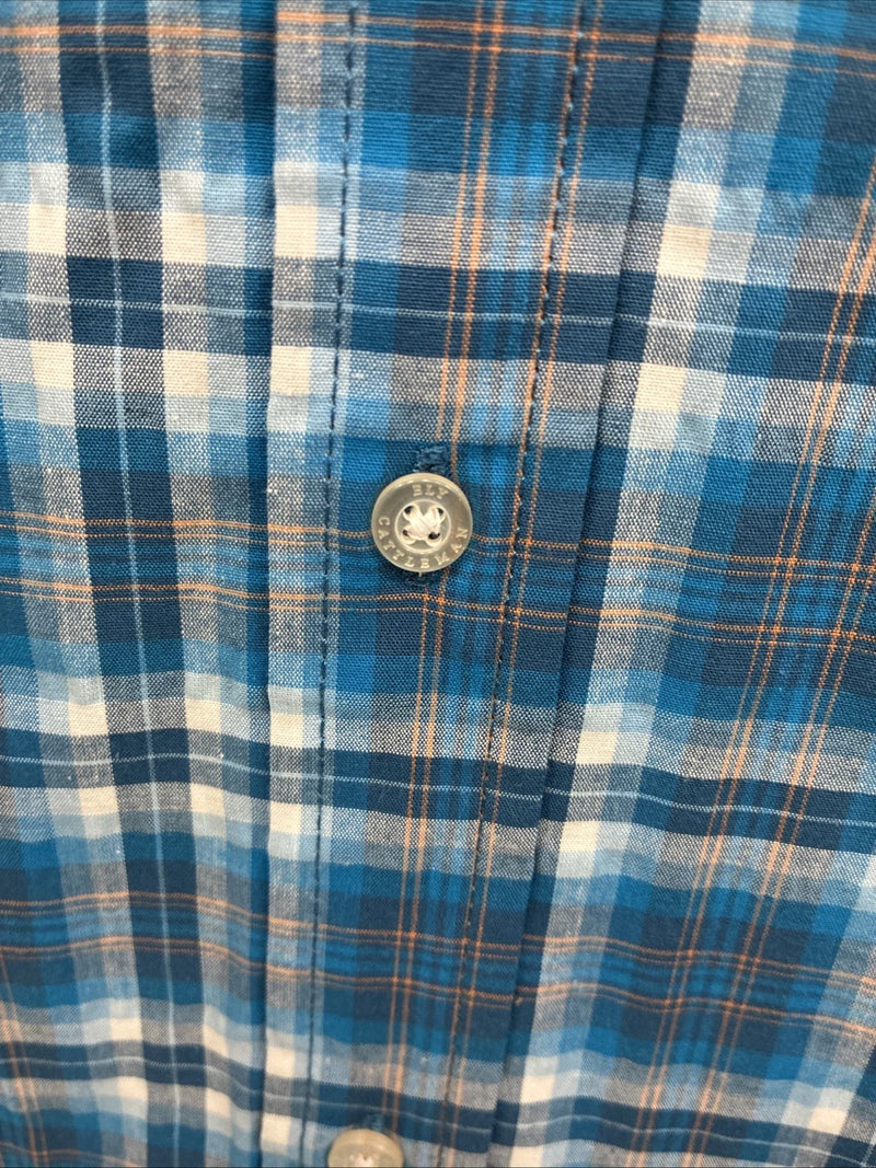 New Men’s ELY Cattleman Blue Plaid Long Sleeve Pearl Snap Large Q-34