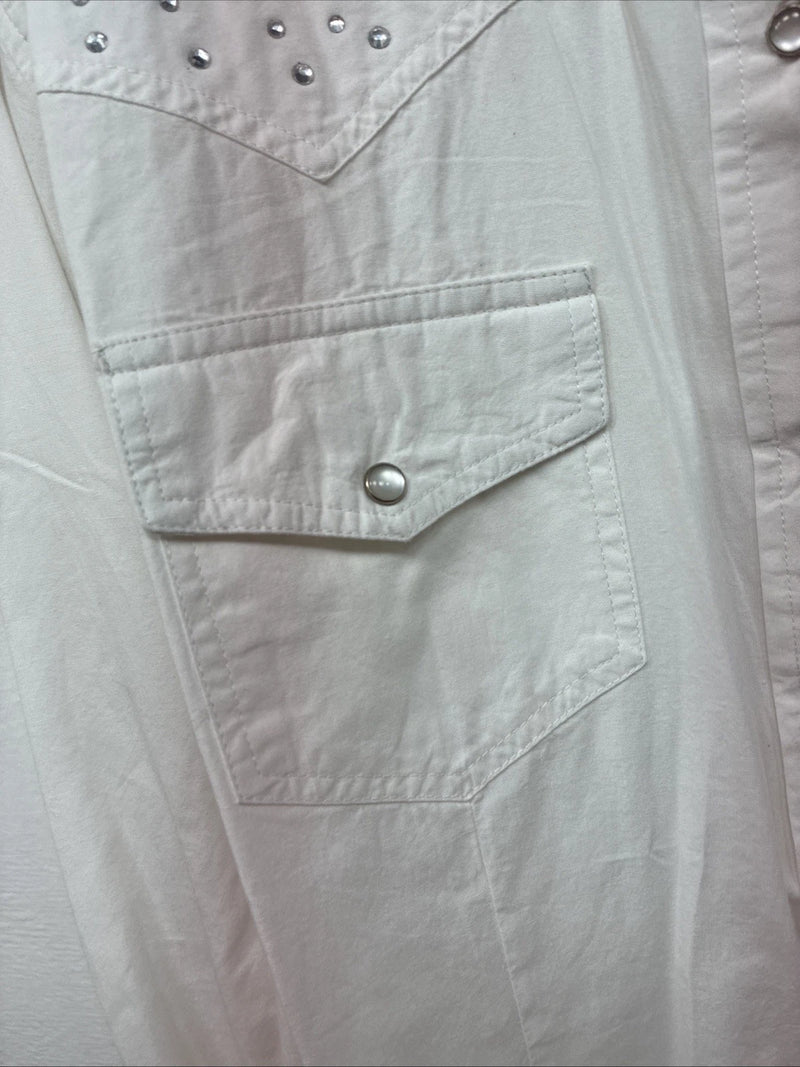 New Women’s Cumberland White Gem Long Sleeve Pearl Snap 2XL LL-82