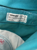 New Women’s Turquoise Wrangler Cowboy Cut Denim Jeans. 7x32 O-12