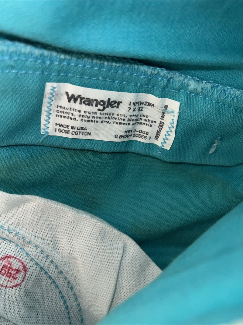 New Women’s Turquoise Wrangler Cowboy Cut Denim Jeans. 7x32 O-12