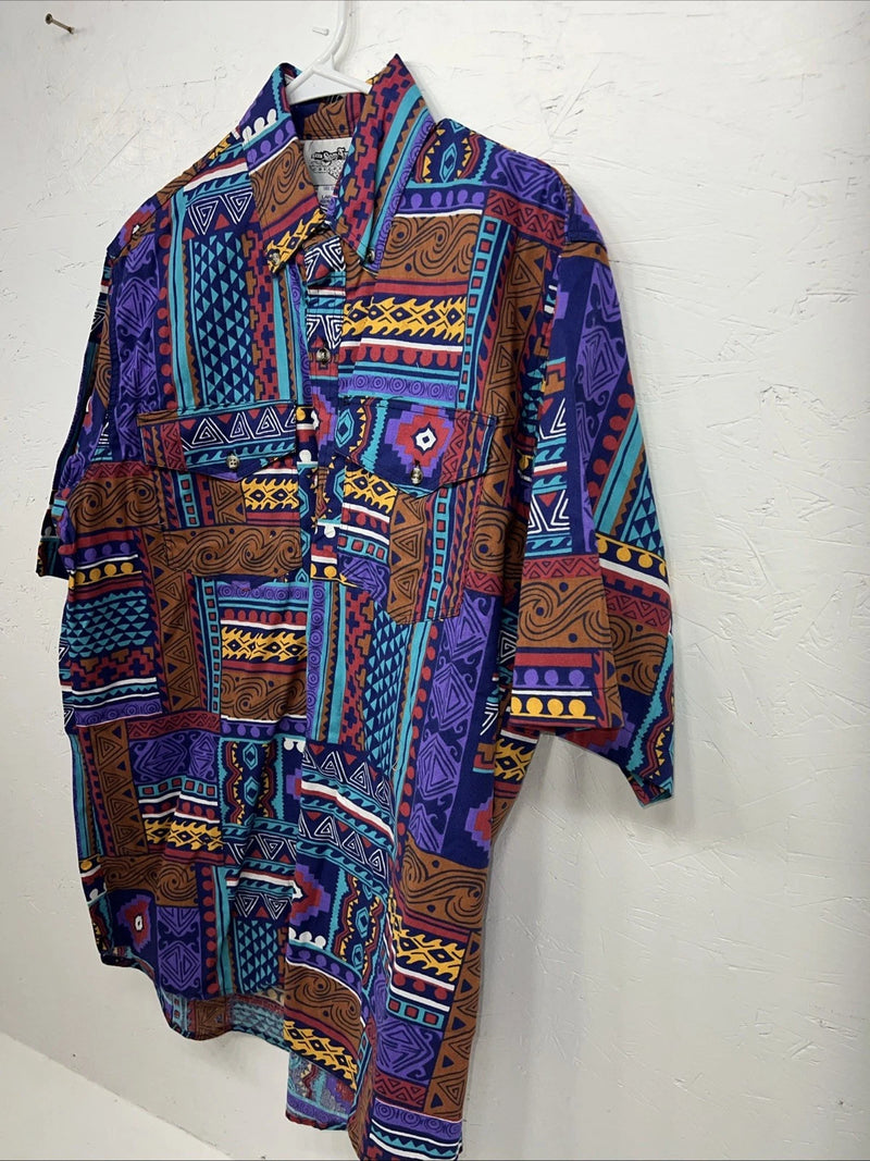 New Men’s Multicolor The San Angelo Short Sleeve Button Up Shirt L P-52