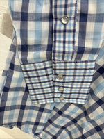 New Men’s Stockman Blue Plaid Long Sleeve Pearl Snap 14.5 Small AA-67