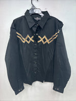 New Woman Western Express Black Deigned Long Sleeve Pearl Snap 2XL GG-49