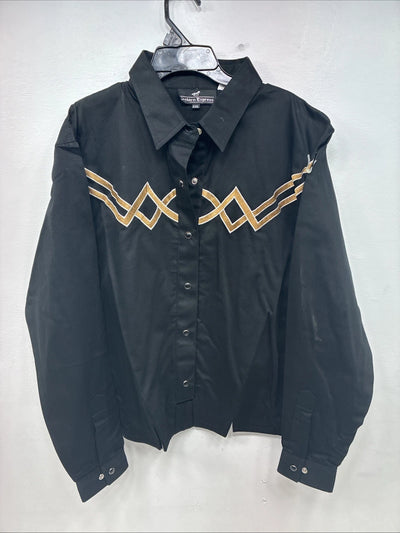 New Woman Western Express Black Deigned Long Sleeve Pearl Snap 2XL GG-49
