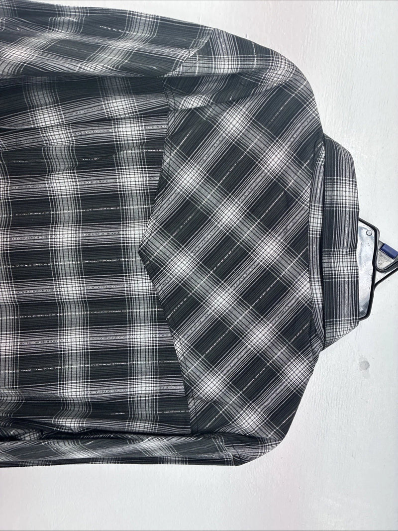 New Women’s Cumberland Black Plaid Long Sleeve Pearl Snap 2XL GG-12