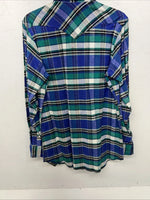 New Men’s Blue Green Plaid Wrangler Pearl Snap Long Sleeve Shirt L Tall P-70
