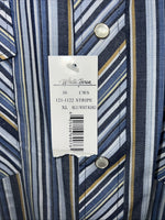 New Men’s Blue White House Long Sleeve Pearl Snap Shirt. XL S-25