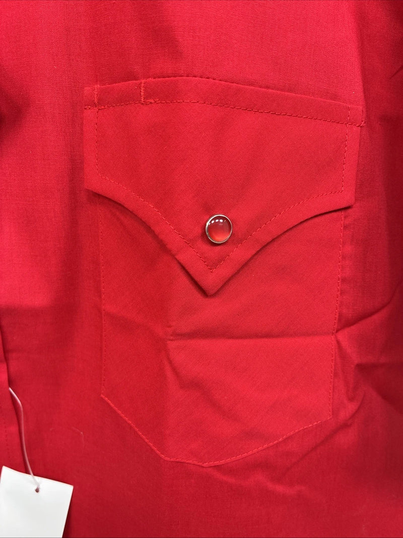 New Men’s ELY Cattleman Red Short Sleeve Pearl Snap 16.5 Large CC-2