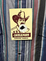 New Men’s ELY Cattleman Multicolor Stripe Long Sleeve Button Up 16 Large Q-35