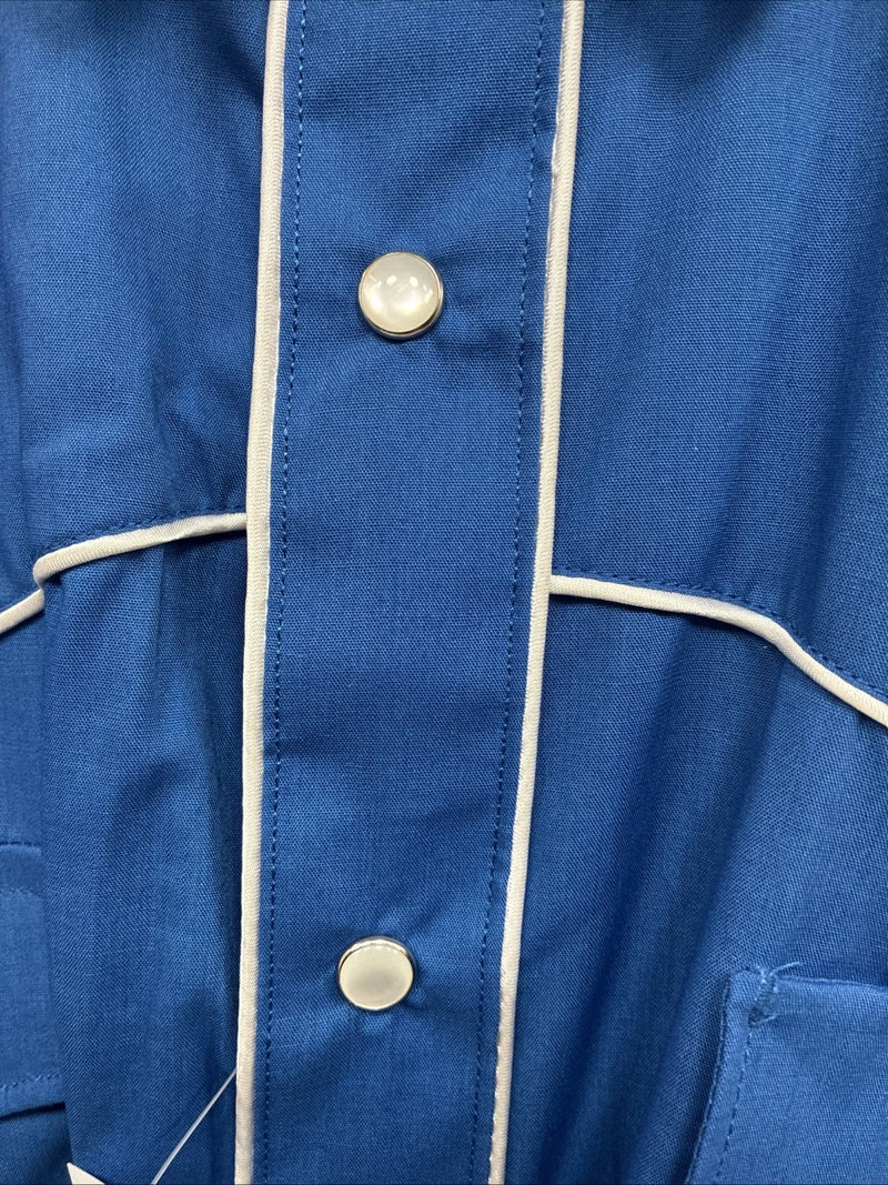 New Men’s White Horse Blue Long Sleeve Pearl Snap Large CC-28