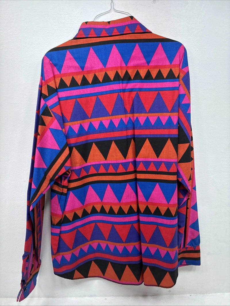 New Women’s H Bar C Multicolor Long Sleeve Pearl Snap Size 16 X 40 XL II-60