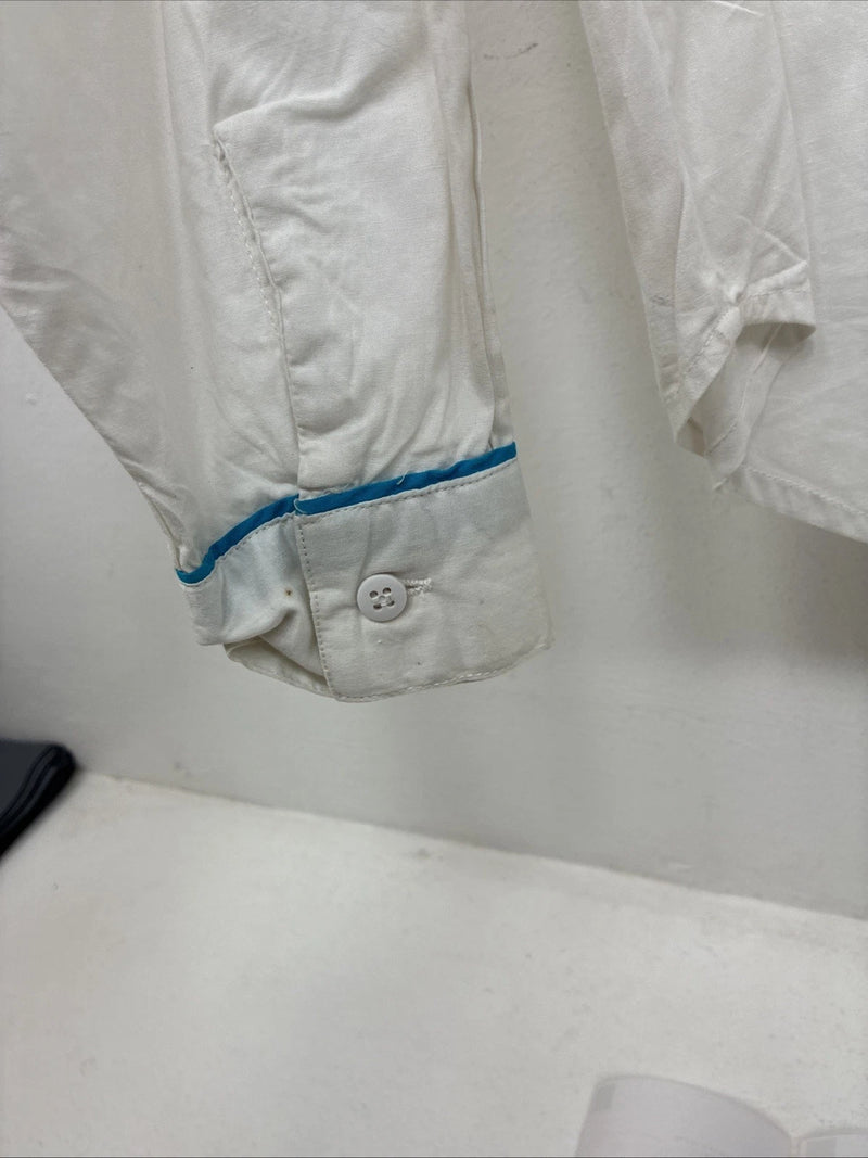 New Women’s Mine & Bills White Blue Long Sleeve Button Up Medium MM-112