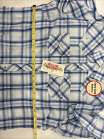 New Women’s Cumberland Blue Plaid Long Sleeve Pearl Snap XL GG-65