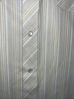 New Men’s White Horse Tan Striped Short Sleeve Pearl Snap Small B-40