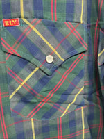 New Men’s ELY Plains Green Plaid Long Sleeve Pearl Snap 15.5 X 32 Medium R-36