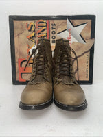 New Men’s Brown Lace Up Texas Brand Cowboy Boots. 8854 12 D. 9-58