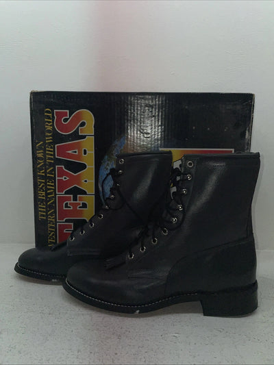 New Men’s Gray Lace Up Texas Brand Cowboy Boots. 8852 9.5 9 1/2 E E. 5-53
