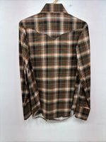 New Women’s Panhandle Slim Brown Plaid Long Sleeve Pearl Snap Size 34 MM-57