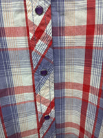 New Women’s Cumberland Purple Plaid Long Sleeve Pearl Snap Large II-101