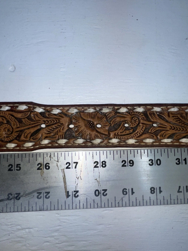 New Brown Genuine Leather Wright Tooled 28” Belt #10412 JJ-41