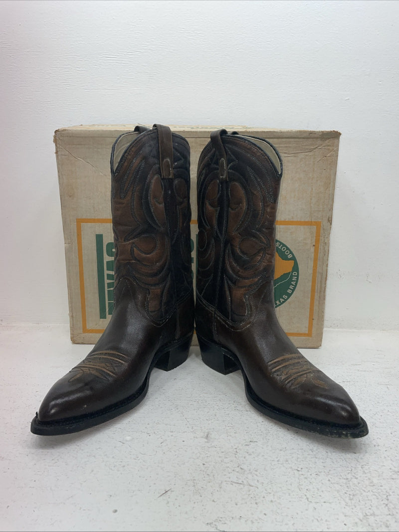 New Men’s Brown Texas Brand Cowboy Boots. 6611 9.5 9 1/2 E E. 4-43