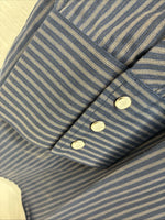 New Men’s White Horse Navy Blue Stripe Long Sleeve Pearl Snap 2XL F-96
