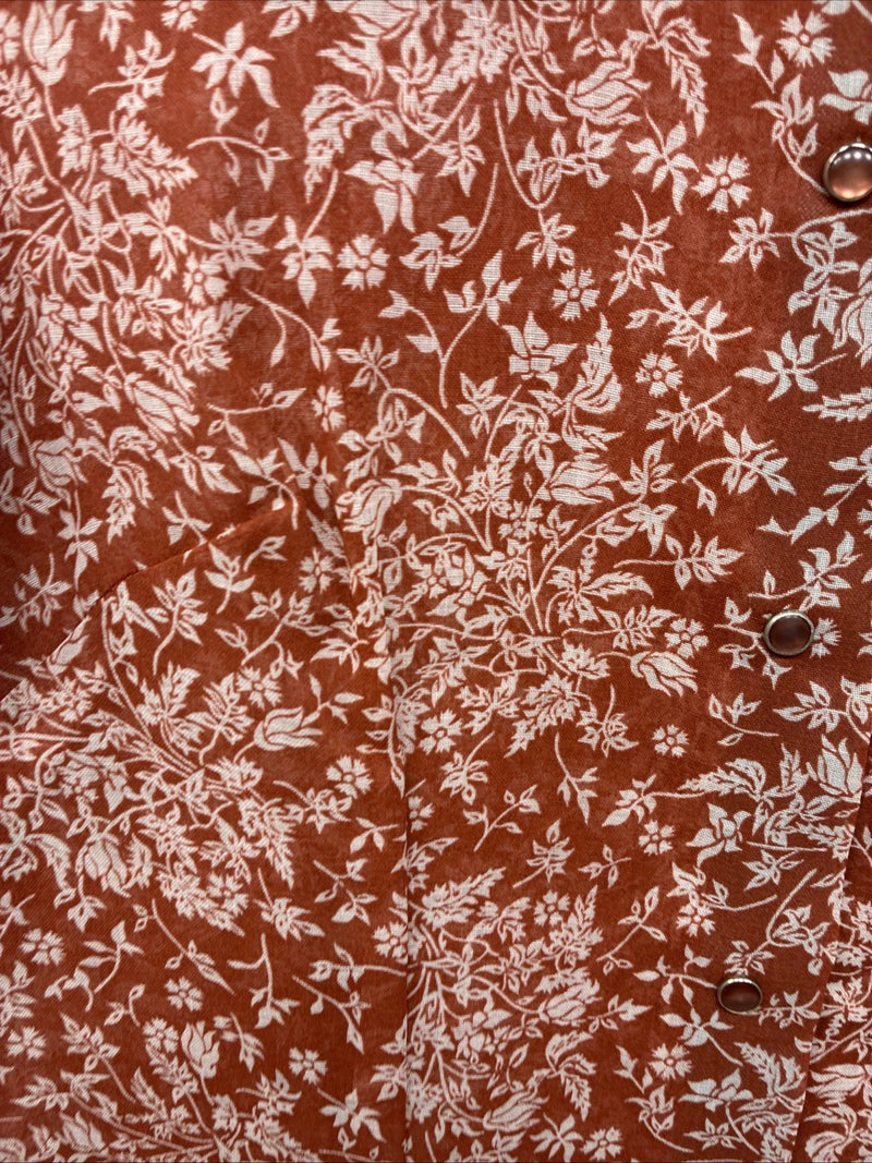New Women’s Panhandle Slim Orange Long Sleeve Pearl Snap size 32 MM-2