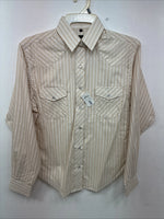 New Women’s White Horse Yellow Stripe Long Sleeve Pearl Snap Small DD-126