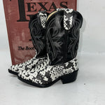 New Children’s Black And White Texas Brand Cowboy Boots. C104 11 D. 24-78