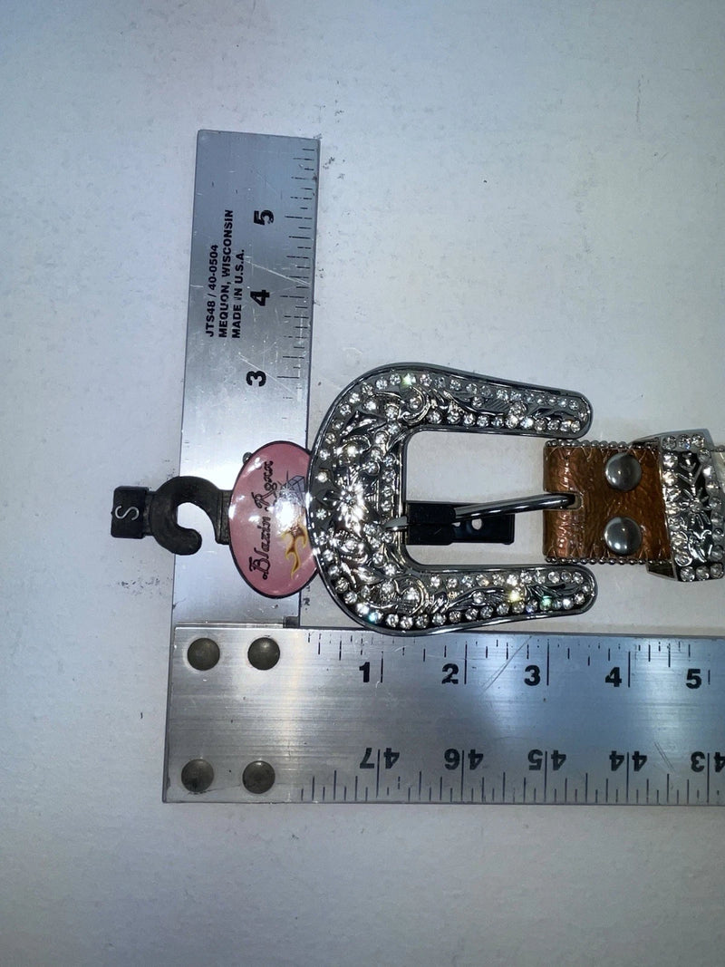 New Cow Print Genuine Leather Blazin Roxx Bling S Belt #N3510602 Z-59