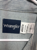 New Men’s Wrangler Blue White Stripe Long Sleeve Pearl Snap 17.5 XL T-36