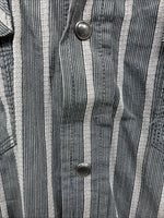 New Men’s Moonshine Spirit Gray Stripe Long Sleeve Pearl Snap Medium K-71