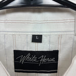 New Men’s White Horse White Stripe Long Sleeve Pearl Snap Large AA-77