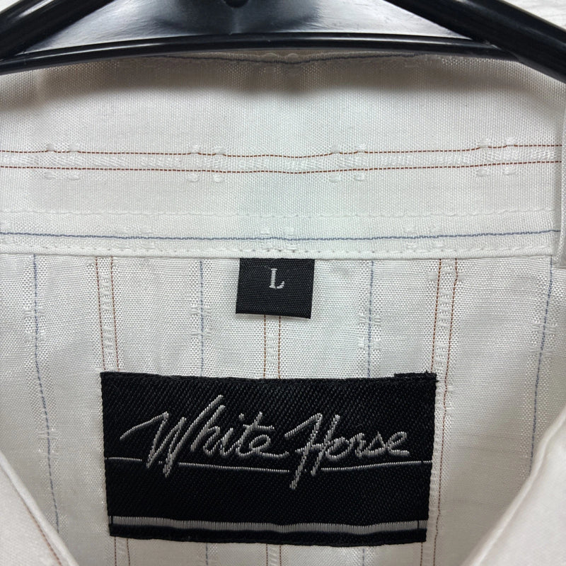 New Men’s White Horse White Stripe Long Sleeve Pearl Snap Large AA-77