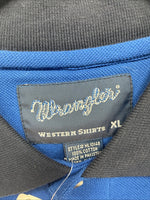 New Men’s Wrangler Blue Black Short Sleeve Polo Shirt XL R-37