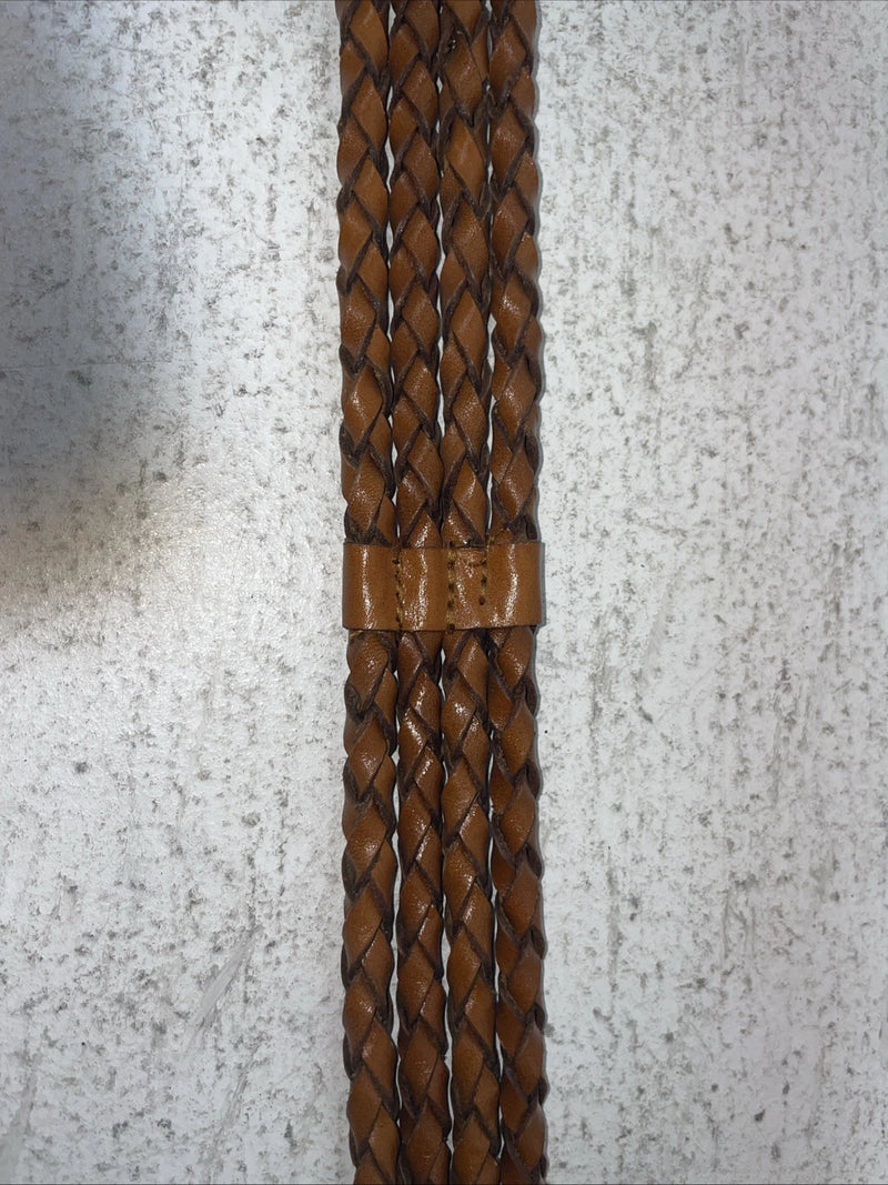 New Brown Genuine Leather Braided Rope 34” Belt #02-4702 Z-17