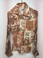 New Women’s Dickson Jenkins Multicolor Deign Long Sleeve Button Up Size 34 KK-37