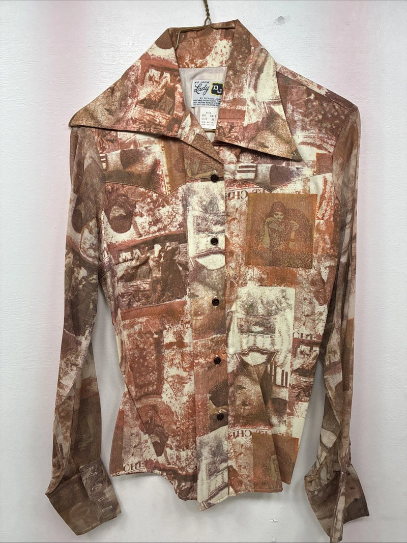 New Women’s Dickson Jenkins Multicolor Deign Long Sleeve Button Up Size 34 KK-37