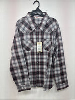 New Women’s Cumberland Purple Plaid Long Sleeve Pearl Snap Size 3X GG-11