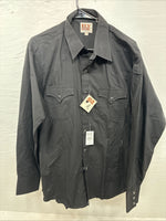 New Men’s ELY Cattleman Black Long Sleeve Pearl Snap 16.5 X 36 Large AA-5 