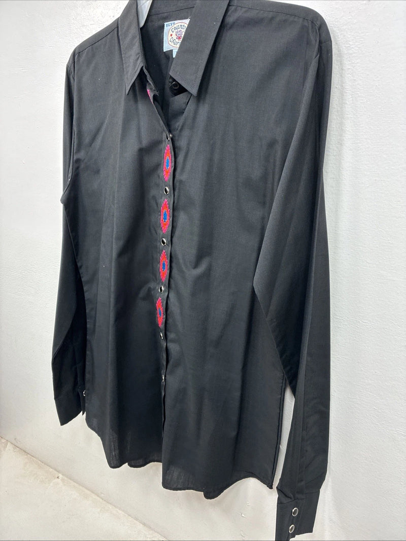 New Women’s Country Charmer Black Designed Long Sleeve Pearl Snap Medium YY-103