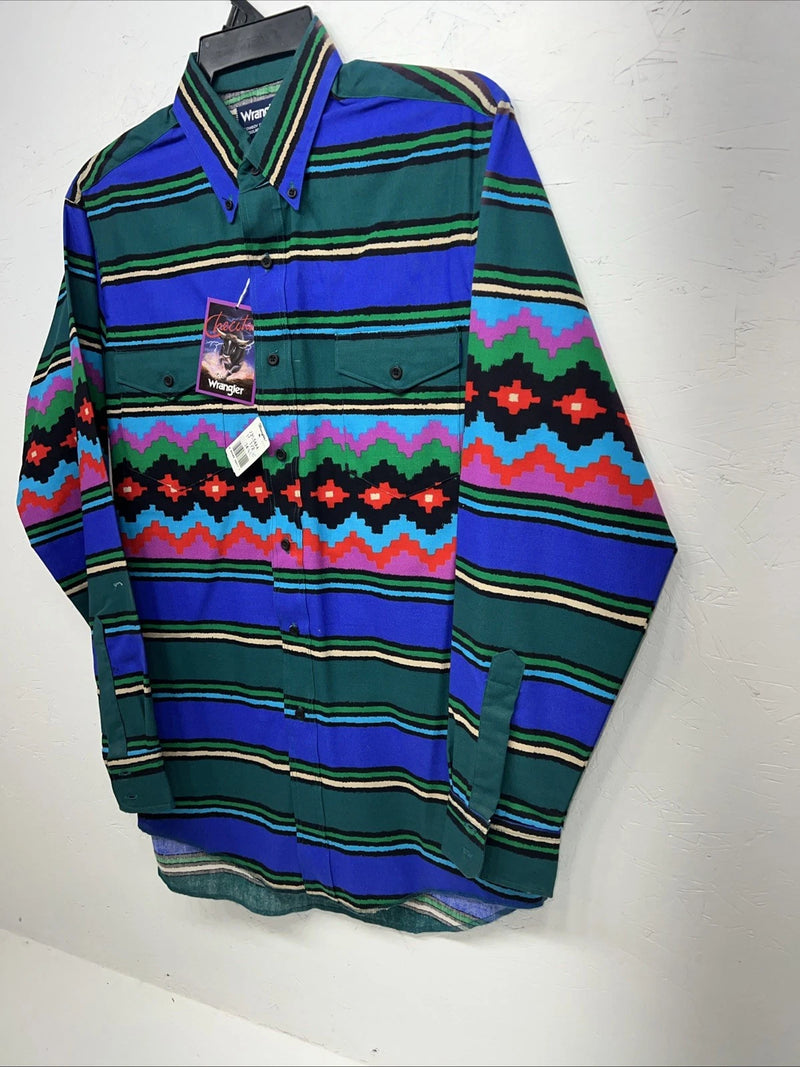 New Men’s Multicolor Wrangler Button Up Long Sleeve Shirt. 15.5x34 M I-34