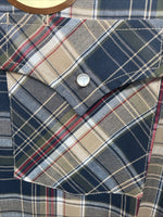 New Men’s ELY Cattleman Brown Blue Plaid Long Sleeve Pearl Snap XLT R-44