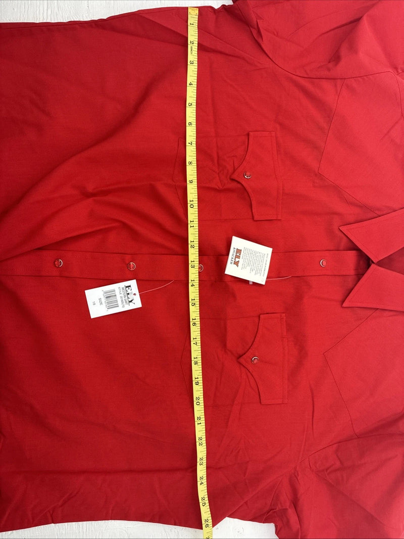 New Men’s ELY Cattleman Western Red Short Sleeve Pearl Snap 18 2XL X-7
