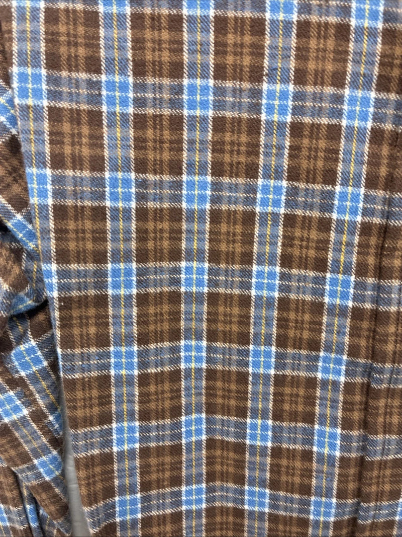 New Kids Panhandle Slim Brown Plaid Long Sleeve Pearl Snap Size 12 CC-88