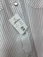 New Kids White Horse Gray Stripe Long Sleeve Pearl Snap Small DD-129