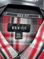 New Men’s ELY 1878 Red Flannel Long Sleeve Pearl Snap 2XL F-66